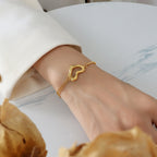 Double layer heart shape personality titanium steel 18K gold plated