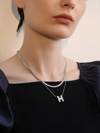 FN Metal Double Letter Necklace LOJS55