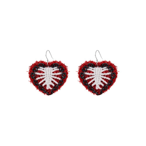 LB Hand Crochet "Skeleton Love" Earrings Halloween Ear Clip LOJL102