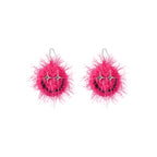 LB Hand Hook  "Smiling Face" Earrings "round Plush" Ear Clip LOJL95