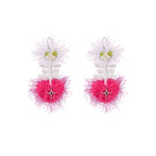 LB Hand Crochet "Fishbone" Earrings Long Ear Clip LOJL98