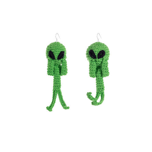 LB Green Plush Alien Unique Earrings LOJL15