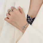 Double layer heart shape personality titanium steel 18K gold plated
