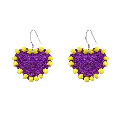 LB Hand Crochet 925 Silver Cool Girl Heart-shaped Earrings LOJL108