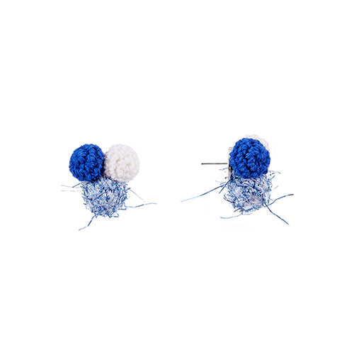 LB Hand Crochet "Ball Ball" Earrings Silver Needle LOJL112