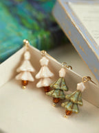 Cute Glass Christmas Tree Star Earrings Earclip LJC23