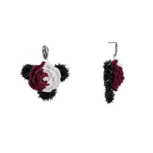 LB Hand Crochet "Rose" Earrings Halloween Ear Clip LOJL92