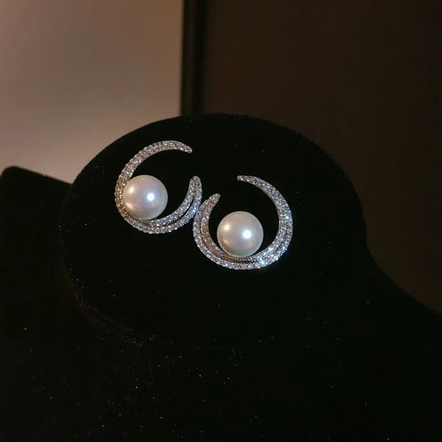 S925 Sterling Silver Needle High-Lustre Pearl Earrings LJ49