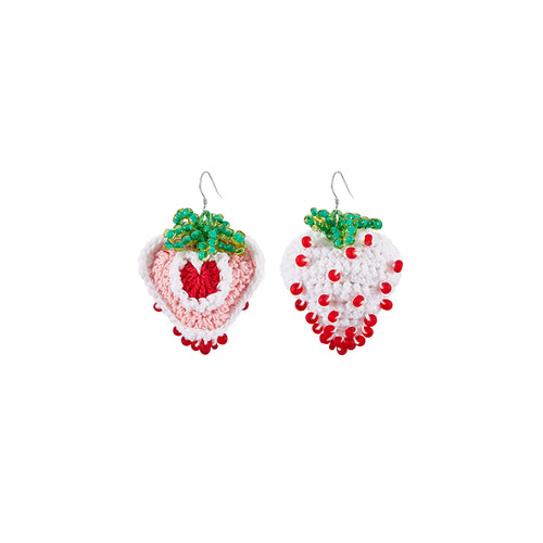 LB Hand Crochet Pink "Strawberry" Earrings LOJL31