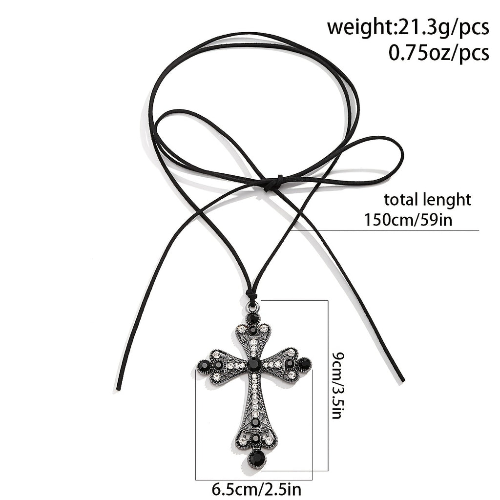 Gothic Halloween Exaggerated Large Cross Pendant Necklace, Party Holiday Neck Jewelry Gift For Girls