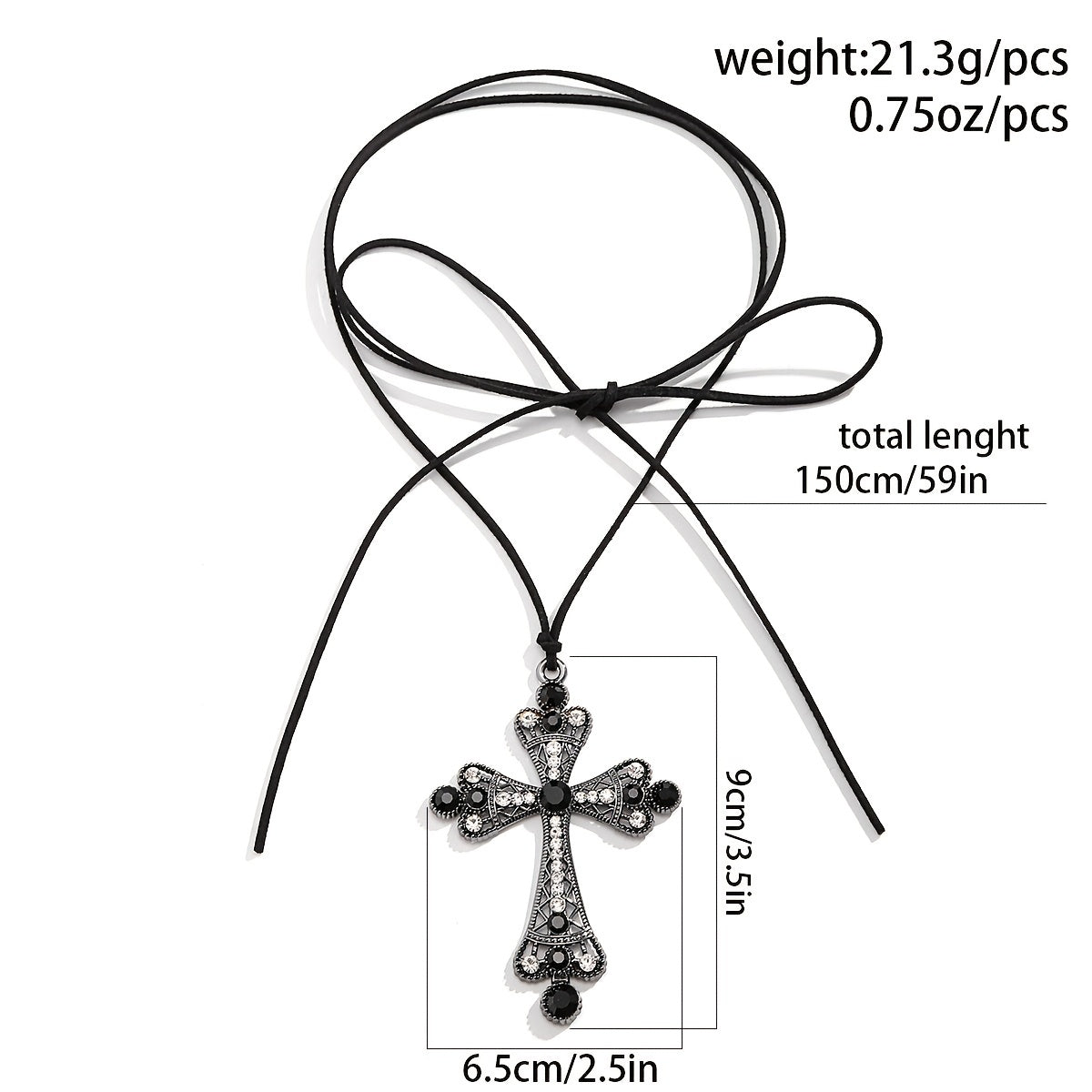 Gothic Halloween Exaggerated Large Cross Pendant Necklace, Party Holiday Neck Jewelry Gift For Girls