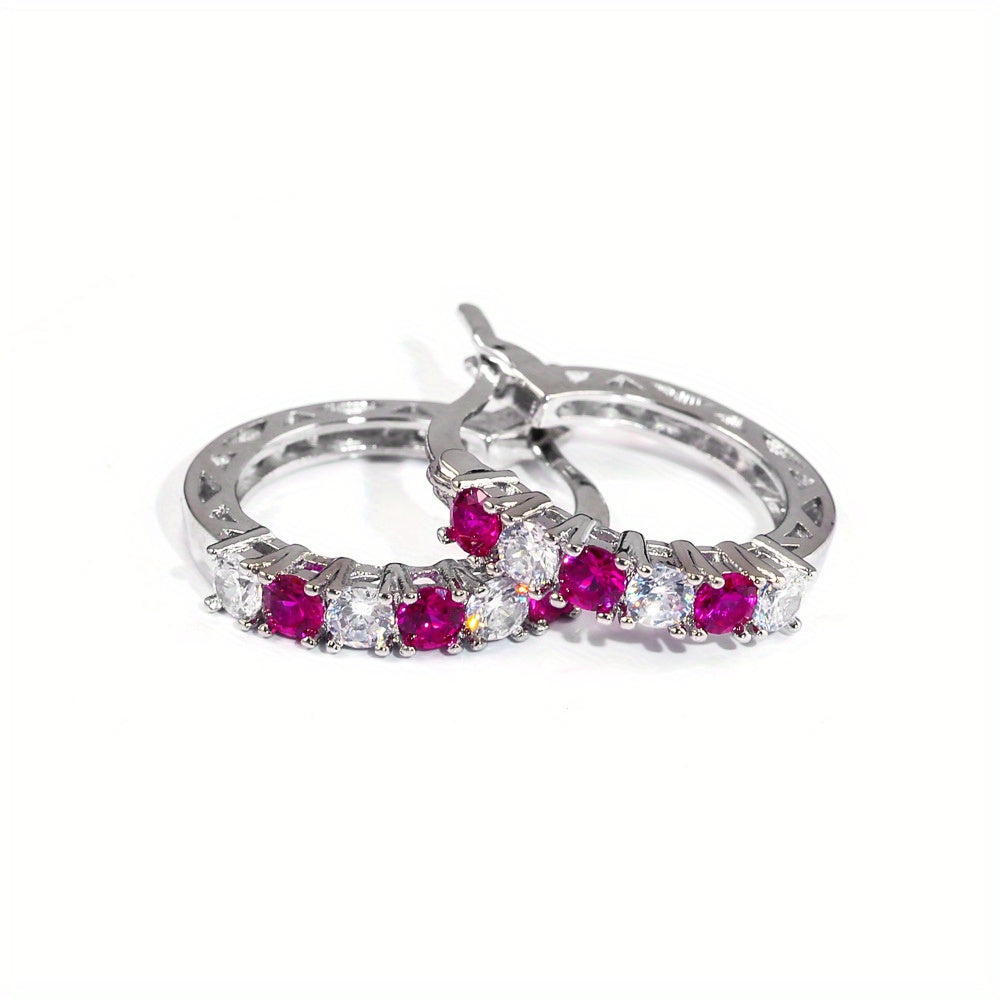 Add a Pop of Color to Your Look with Our Euramerican 925 Silver Plated Colorful Zircon Hoop Earrings - Perfect for Any Special Occasion!