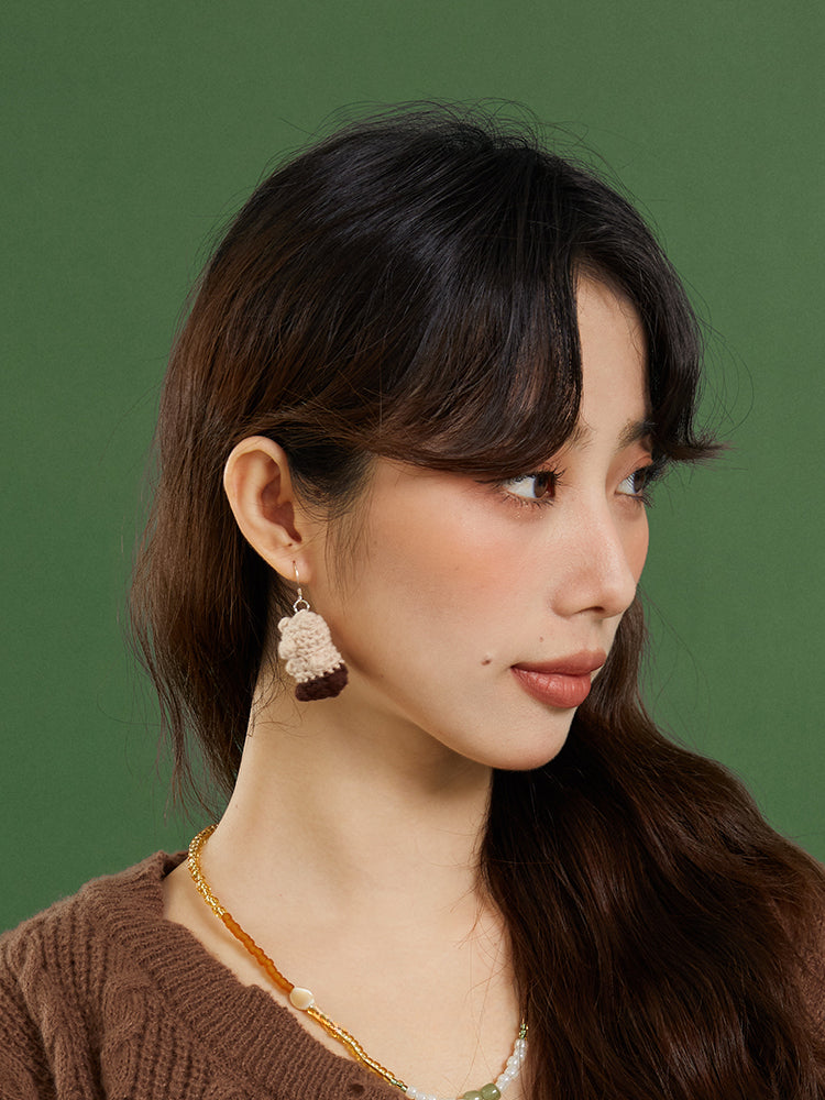 LB Hand Crochet "Little Bear" Earrings Cute Ear Clip LOJL97