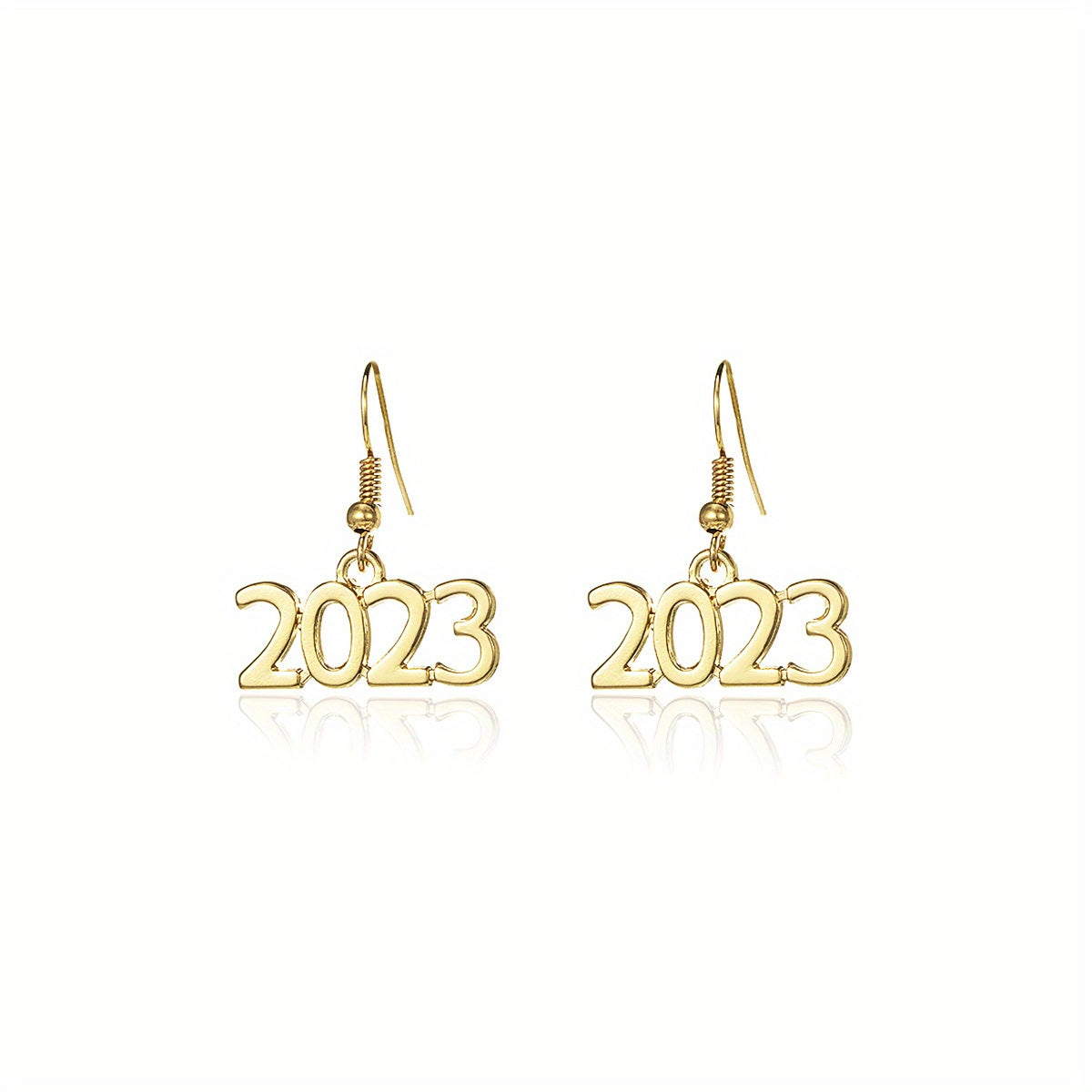 Golden / Silvery Number 2023 Design Hook Dangle Earrings Elegant Punk Style Alloy Jewelry Delicate Female Gift