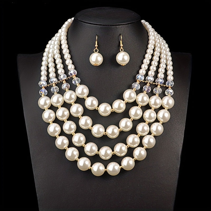 3pcs Earrings Plus Necklace Boho Style Jewelry Set Made Of Milky Stones Dainty Evening Party Accessories Perfect Chrismas Gift For Female