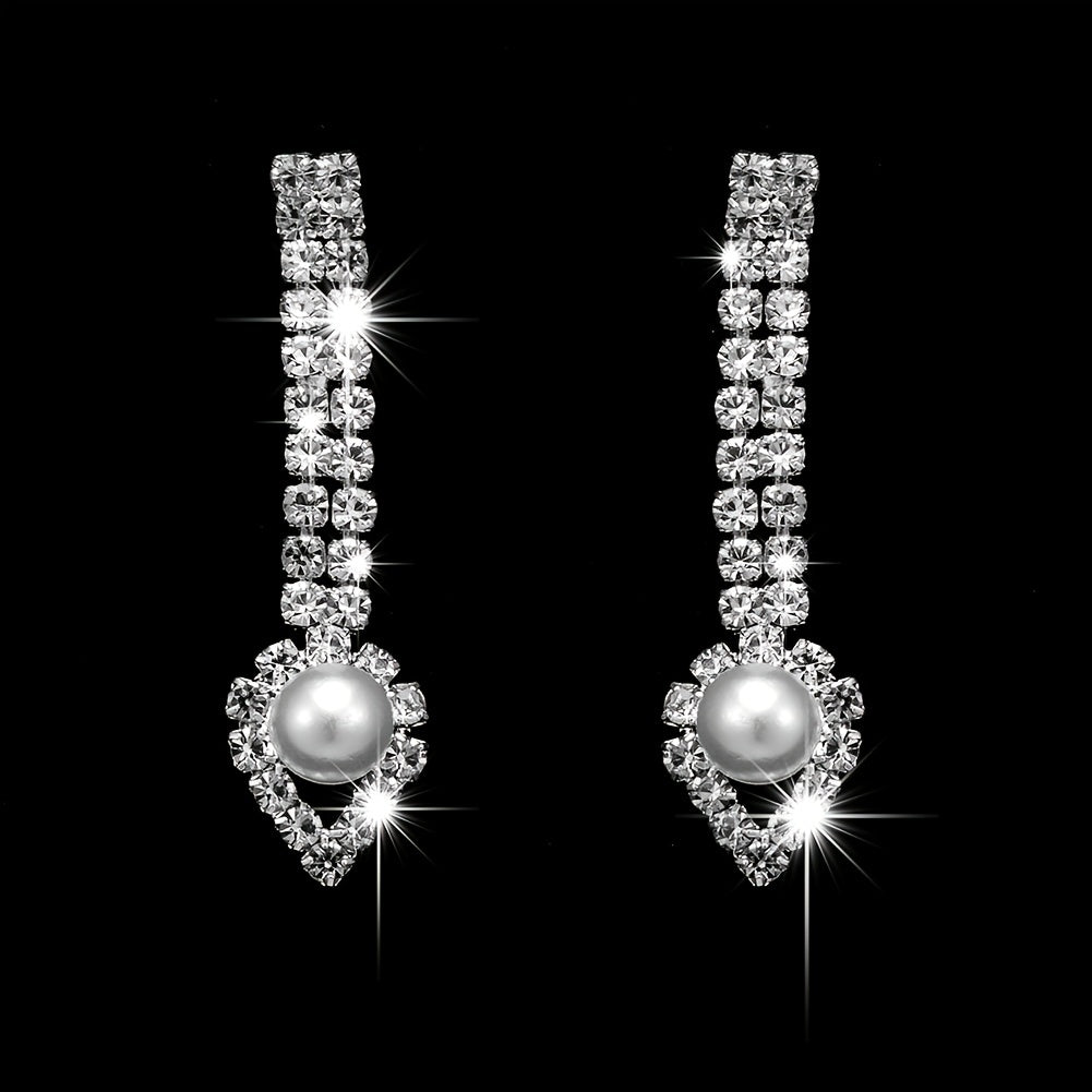 Elegant Faux Pearl and Rhinestone Necklace and Earring Set for Parties and Special Occasions