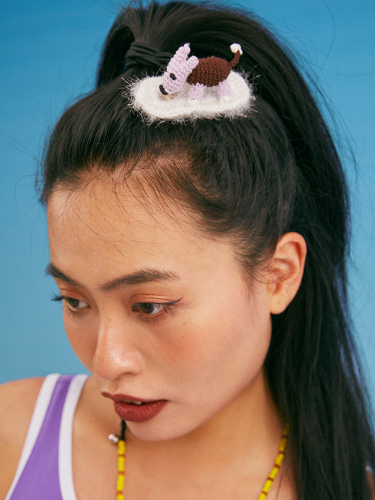 LB Hook Knitting “surfingâ€?Dog Cute Hair Clip Hair Accessories LOJL69