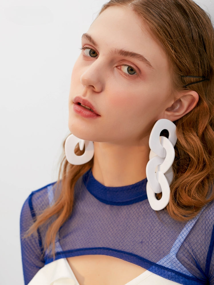 FN Acetate Acrylic Irregular Chain Earrings  LOJS128