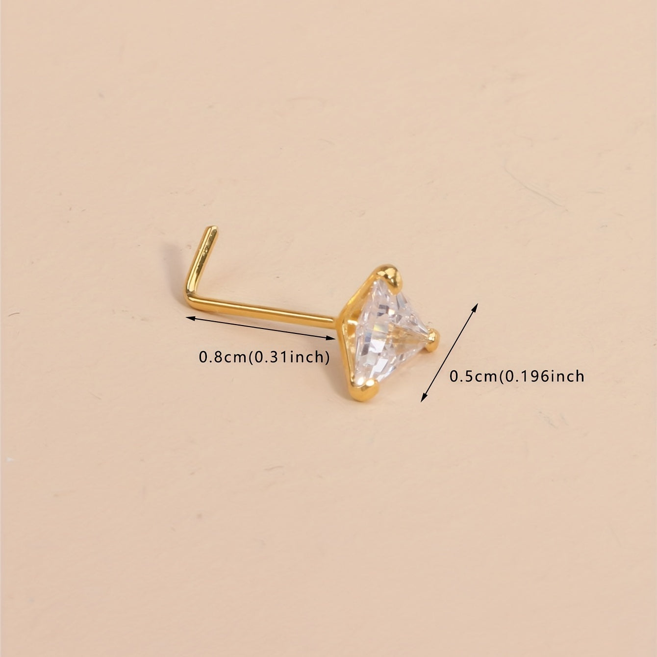 Inlaid Cubic Zirconia L Shape Nose Ring Studs For Women Body Piercing Jewelry