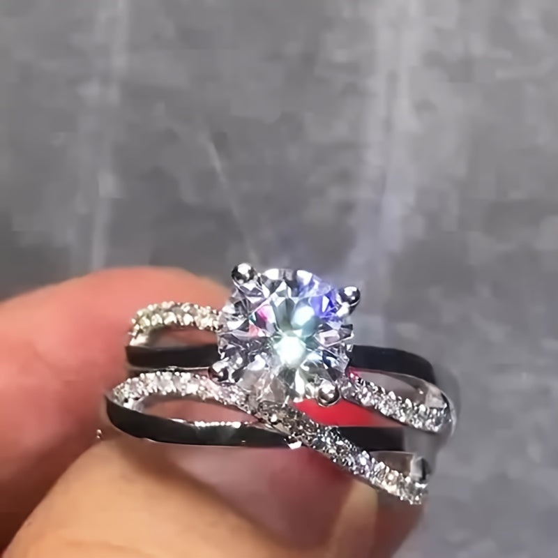 Moissanite Cross Shape Finger Ring 925 Sterling Silver Engagement Ring For Mother's Day Gift
