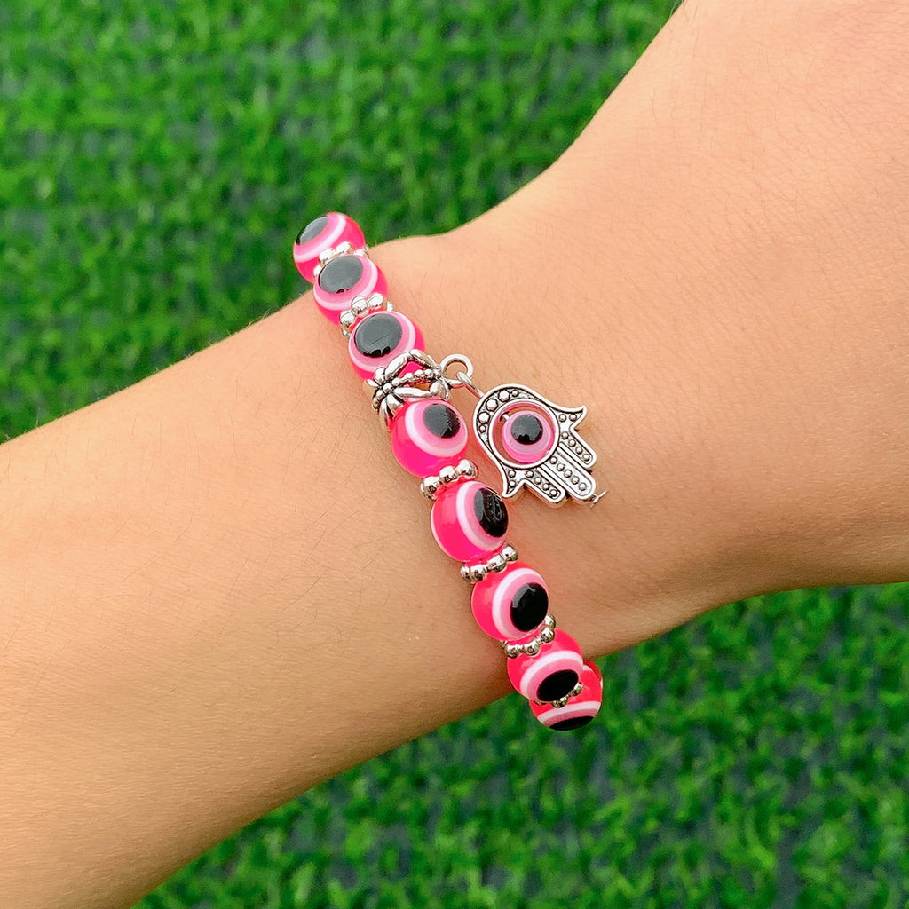 Protective & Blessed Hand Jewelry for Women - Lucky Meaning Bracelet with Devil's Eye Pattern Beads