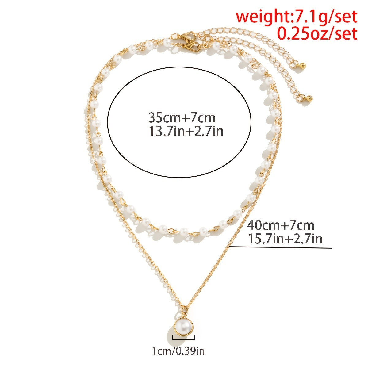 Gorgeous Faux Pearl Necklace Set - 2 Pcs Detachable & Combinable Copper Jewelry for Women & Girls