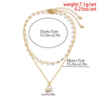 Elevate Your Style with our 2-Piece Temperament Necklace Set - Large Faux Pearls, Stackable Neck Chain, and Detachable Design for Women and Girls