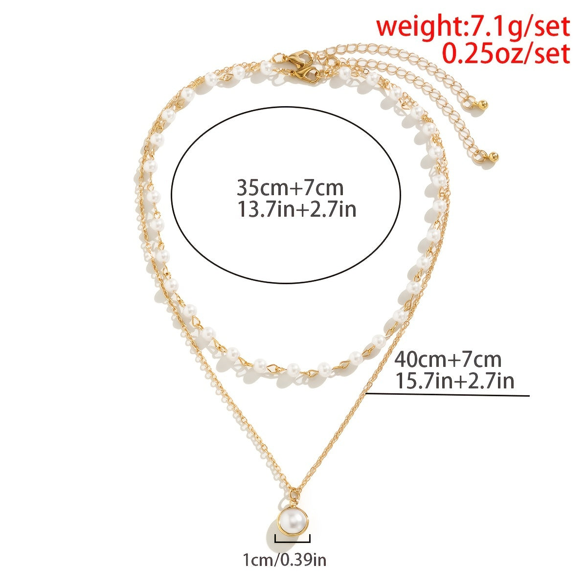 Elevate Your Style with our 2-Piece Temperament Necklace Set - Large Faux Pearls, Stackable Neck Chain, and Detachable Design for Women and Girls