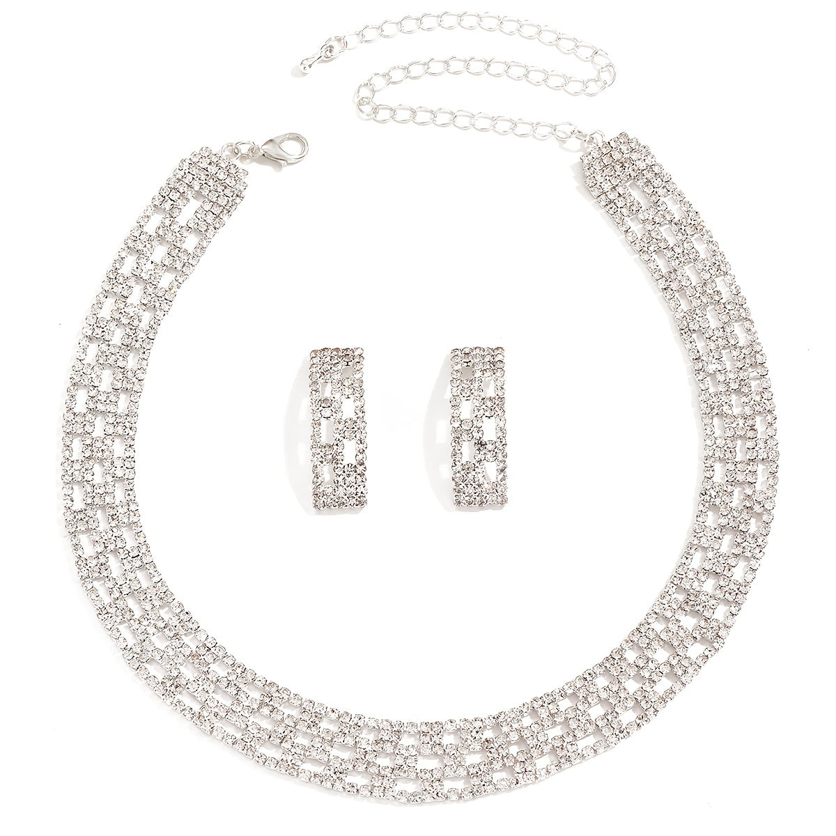 2pcs/set Elegant Crystal Wedding Jewelry Set for Women - Stunning Necklace and Earrings for Special Occasions