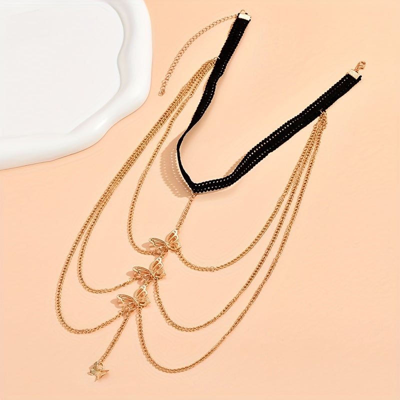 Creative Elastic Multi-layer Chain Butterfly Leg Chain