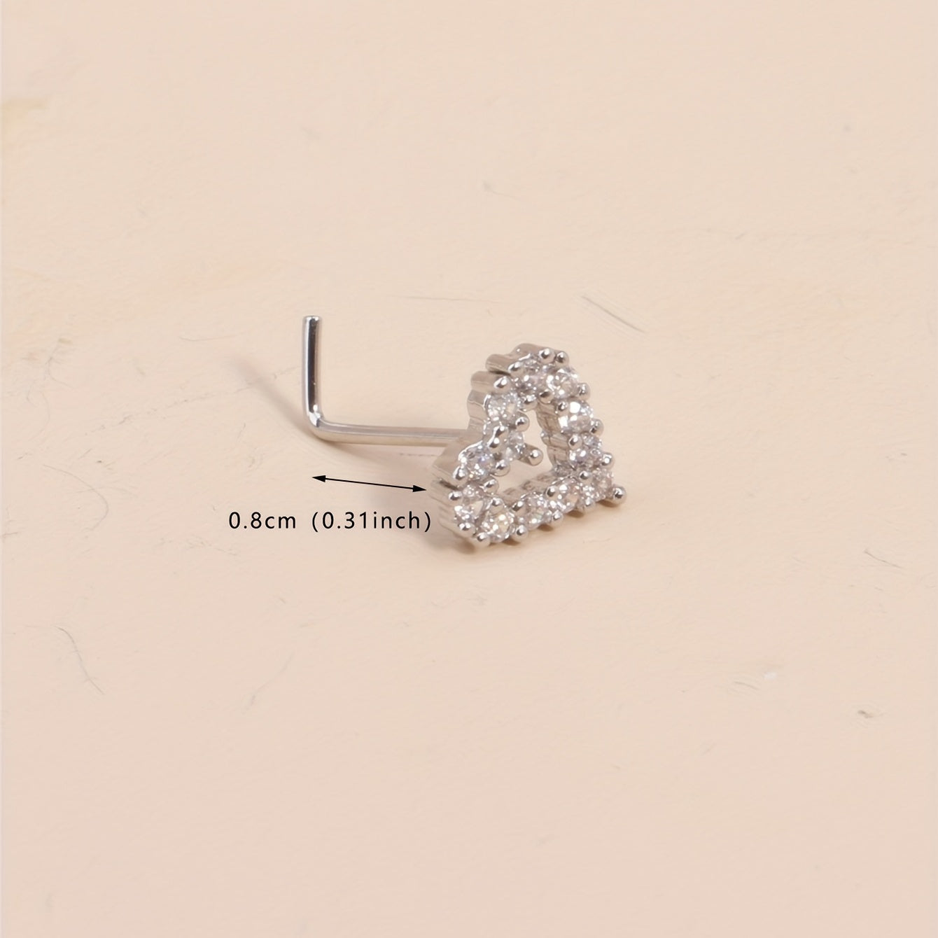 Small Hollow Out Love Heart Shape Nose Studs Rings For Women Nose Piercing Jewelry 18K Gold Plated Copper Nose Nail Inlaid Shiny Zircon