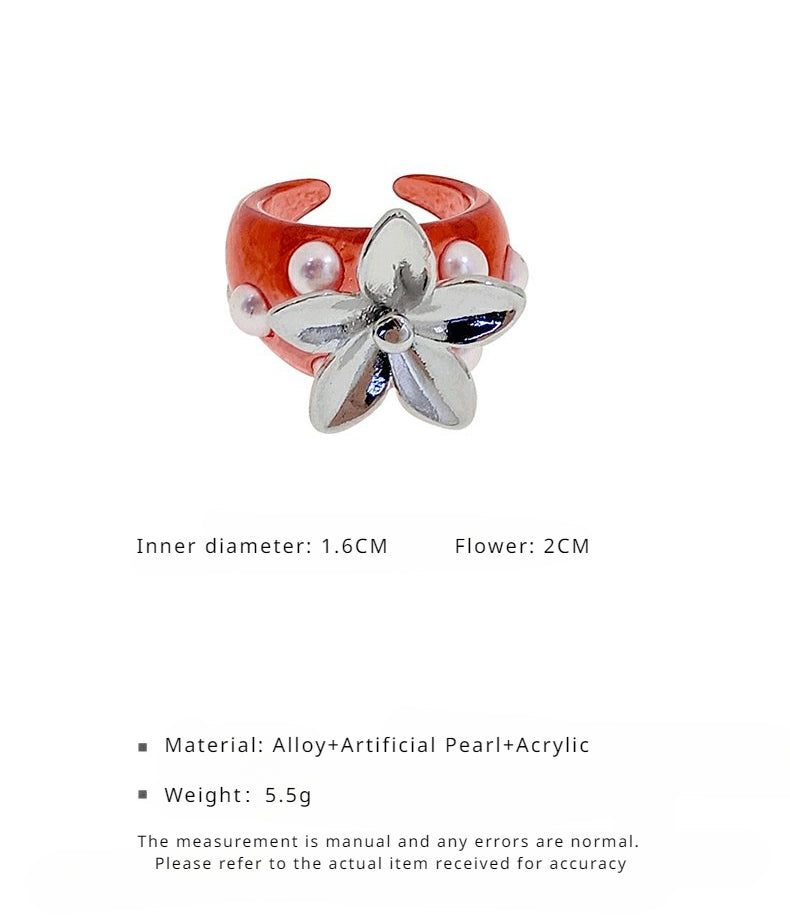 FN Flower Acrylic Faux Pearl Ring LOJS23