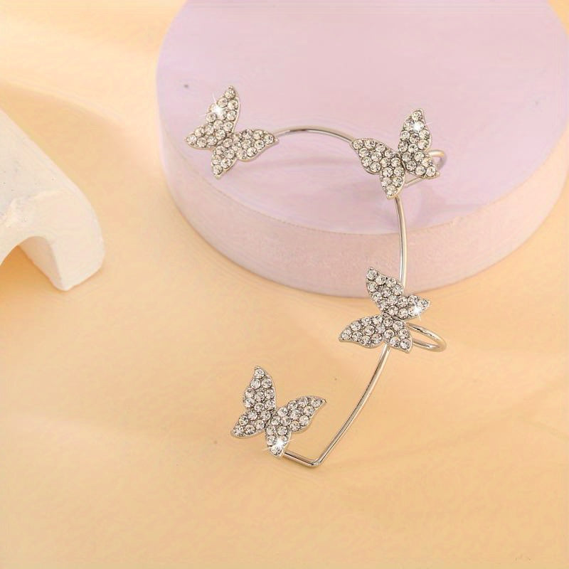 Sparkle Butterfly Ear Clip Non Pierced Clip On Earrings Temperament Luxury Jewelry For Women Girls