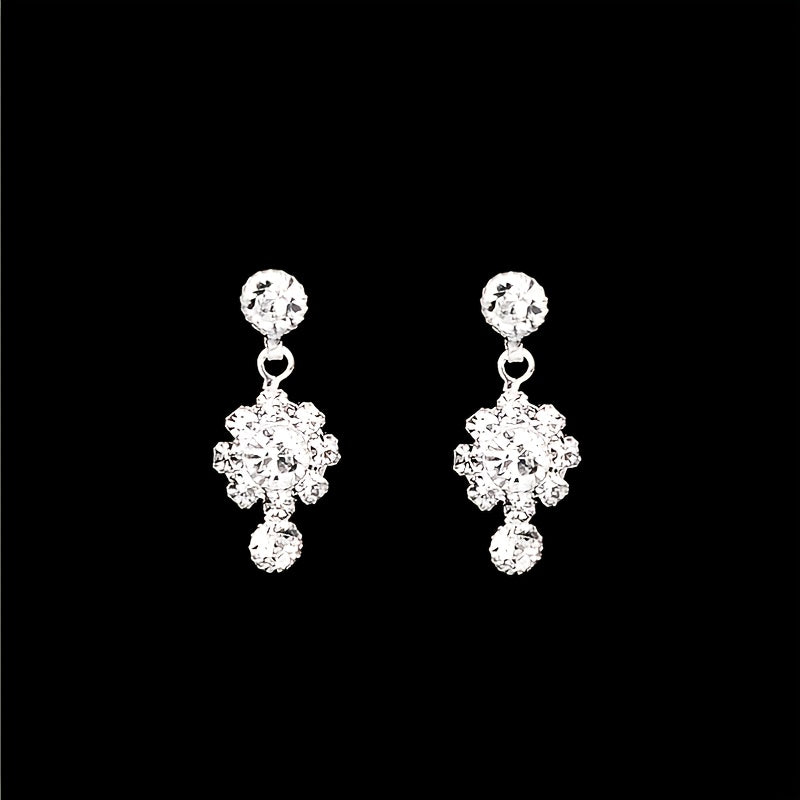 Shiny Jewelry Set Flower Shape Zircon Drop Necklace & Dangle Earrings Elegant Jewelry For Clothing Accessories Birthday & Anniversary Gifts Jewelry Gifts To Your Loved Ones