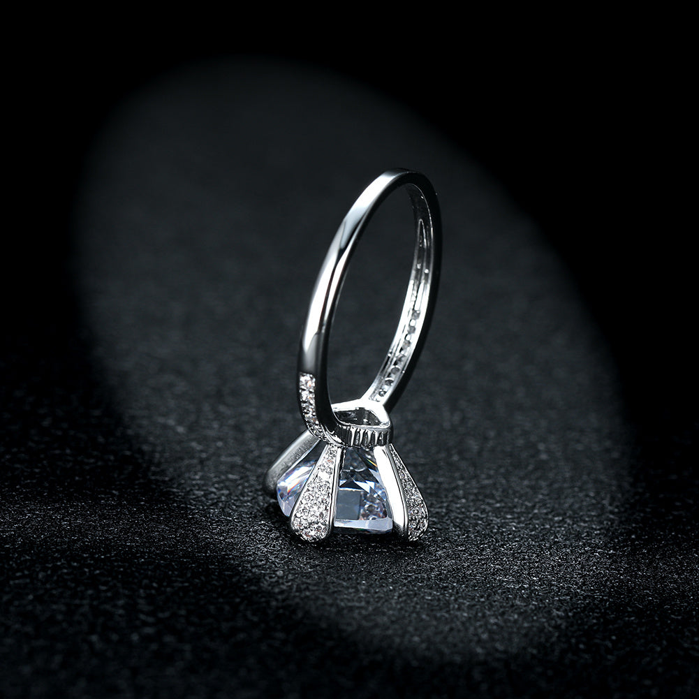 Stunning Square Silver Wedding Ring