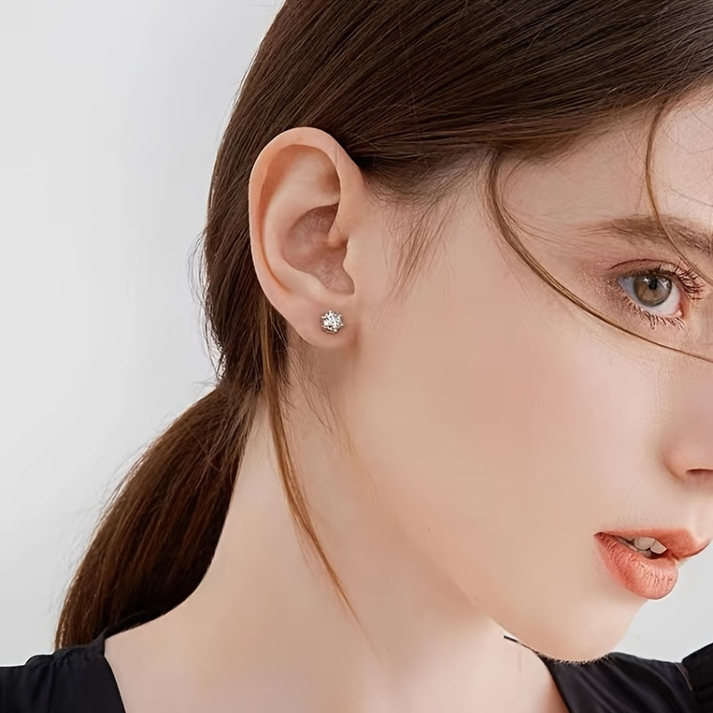 Stunning 0.5-3 Carat Round Moissanite Stud Earrings in 925 Sterling Silver - Perfect Gift for Women, Sparkling and Timeless