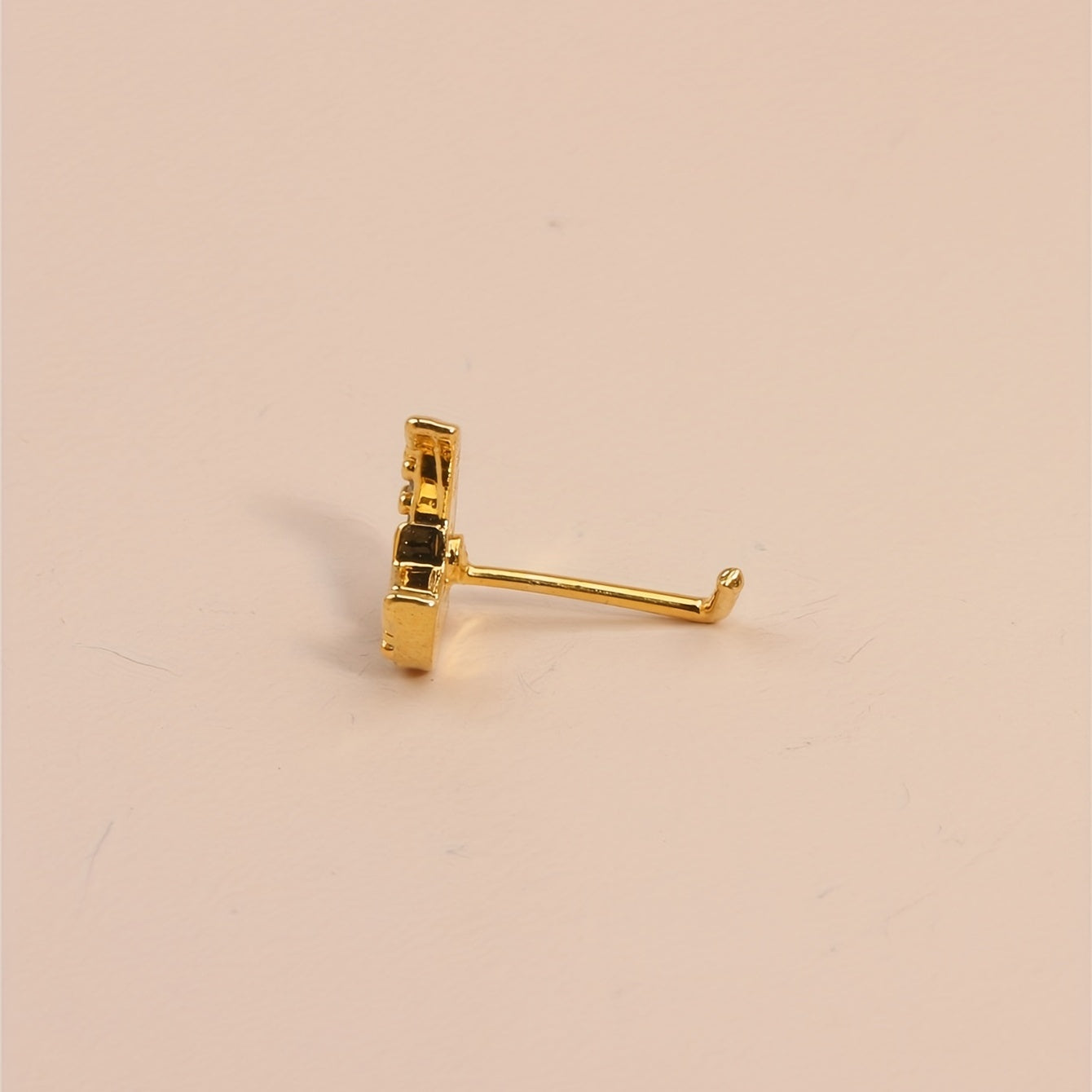 L Shaped Nose Rings Studs For Women CZ Moon Nose Piercing Jewelry