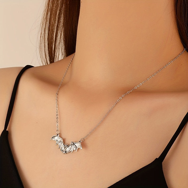 Halloween Gothic Style Black Bat Personality Hip Hop Necklace, Holiday Party Cosplay Jewelry Gift