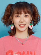 LB Hand Crochet Pink "Strawberry" Earrings LOJL31