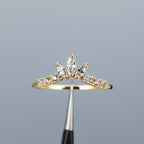 Trendy Crown Shape Ring 18k Gold Plated Inlaid Zircon Match Daily Outfits Dainty Party