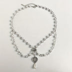 Hollow Out Bow Design Necklace Y2K Faux Pearl Necklace Vintage Tassel Multilayer Necklace For Women Girls