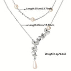 Dainty Necklace Double Layer Design White Flower Shape Match Daily Outfits Summer Vacation Decor For Female Party Accessories