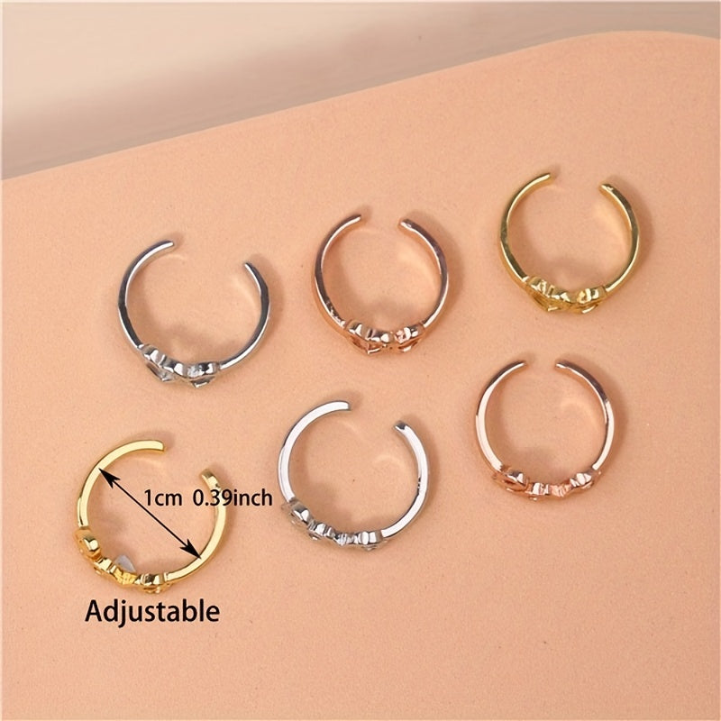 Love Letter / Love Heart Open Toe Ring For Women Adjustable Band Rings Beach Foot Jewelry For Summer Sandals 1 Pc
