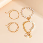 Vintage Round Tassel Pendant Chain Beaded Bracelet Set