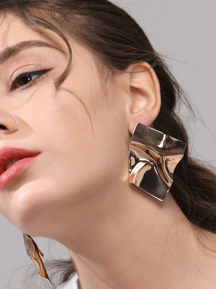 FN 925 Silver Needle Metal Beach Geometric Earrings LOJS114