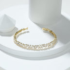 Gorgeous Gold Geometric Bracelet with Zircon - Perfect for Weddings & Engagements!