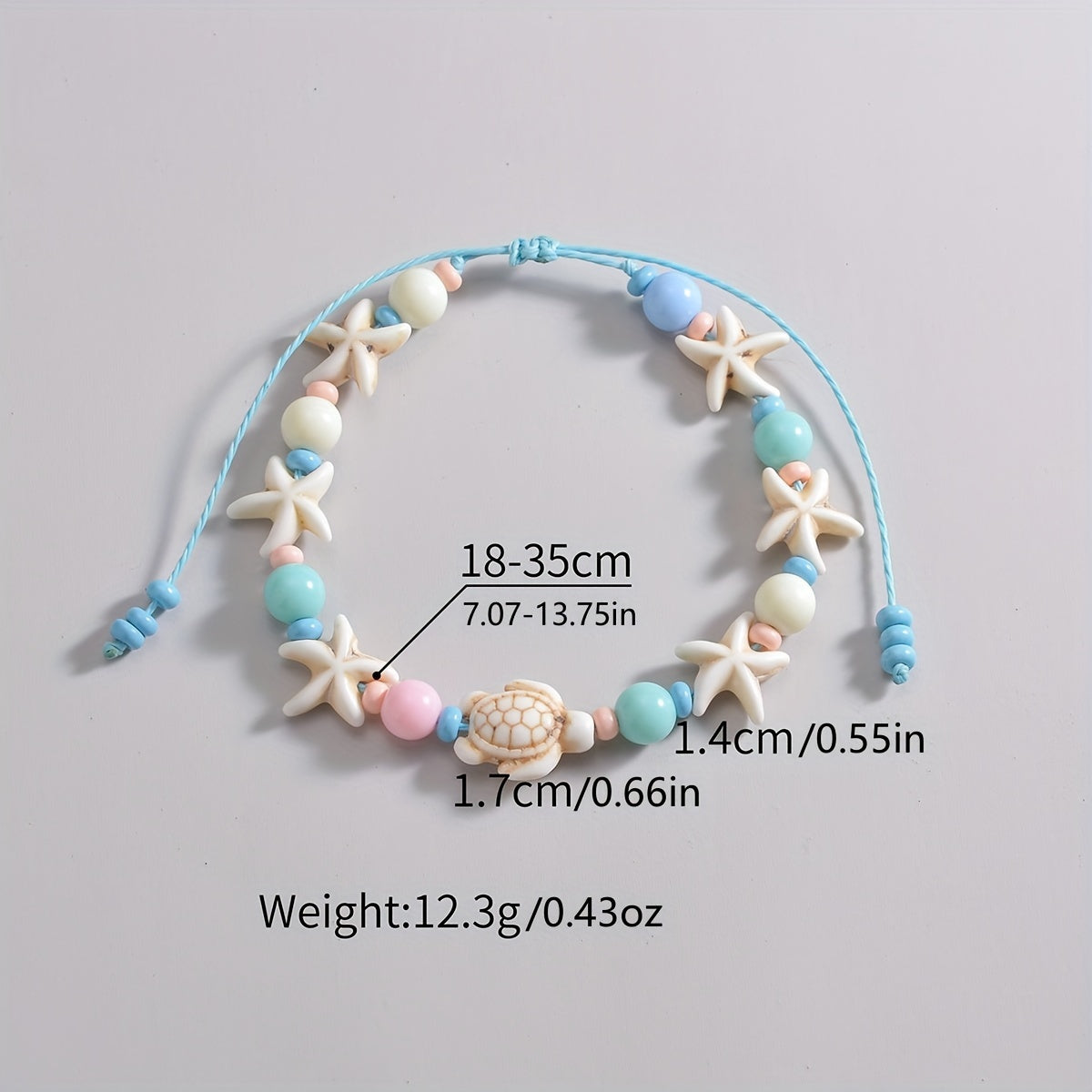 Turtle Starfish Shape Beads Beaded Anklet Boho Ocean Style Waterproof Wax Thread Ankle Bracelet