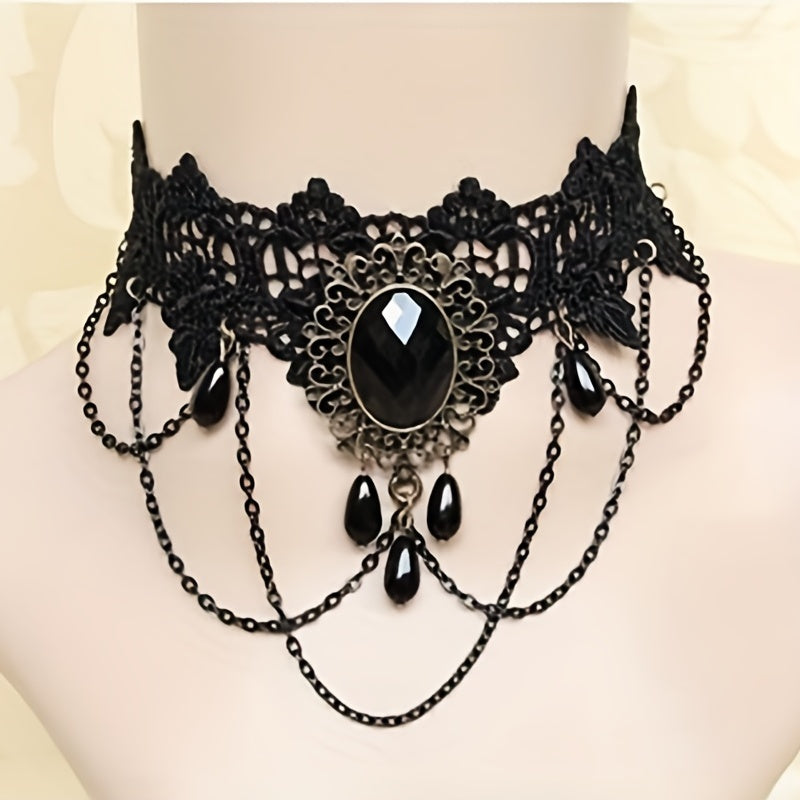 Clavicle Chain Neck Jewelry Neck Strap Collar Female Neck European And American Black Neck Chain Lace Halloween Short Necklace