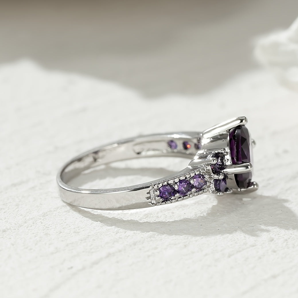 Stunning Purple Zircon Engagement Ring - Perfect for Weddings, Anniversaries & Gifts!