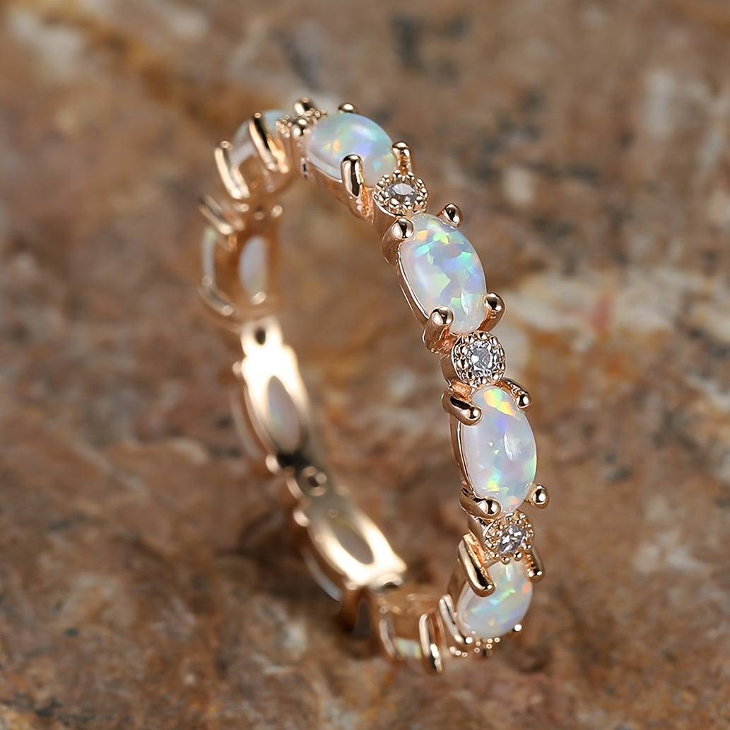 Make Her Heart Flutter with this Exquisite Opal Ring - Perfect for Engagement, Wedding or Valentine's Day Gift for Women - Trendy and Gorgeous Jewelry Accessory
